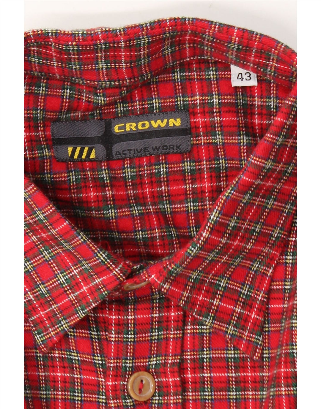 Crown Herren-Flanellhemd, Größe 43, groß, rot kariert, Baumwolle