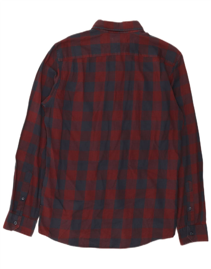 Jack Wills Herren-Hemd mit klassischer Passform, mittelgroß, Burgunderrot, Gingham-Baumwolle