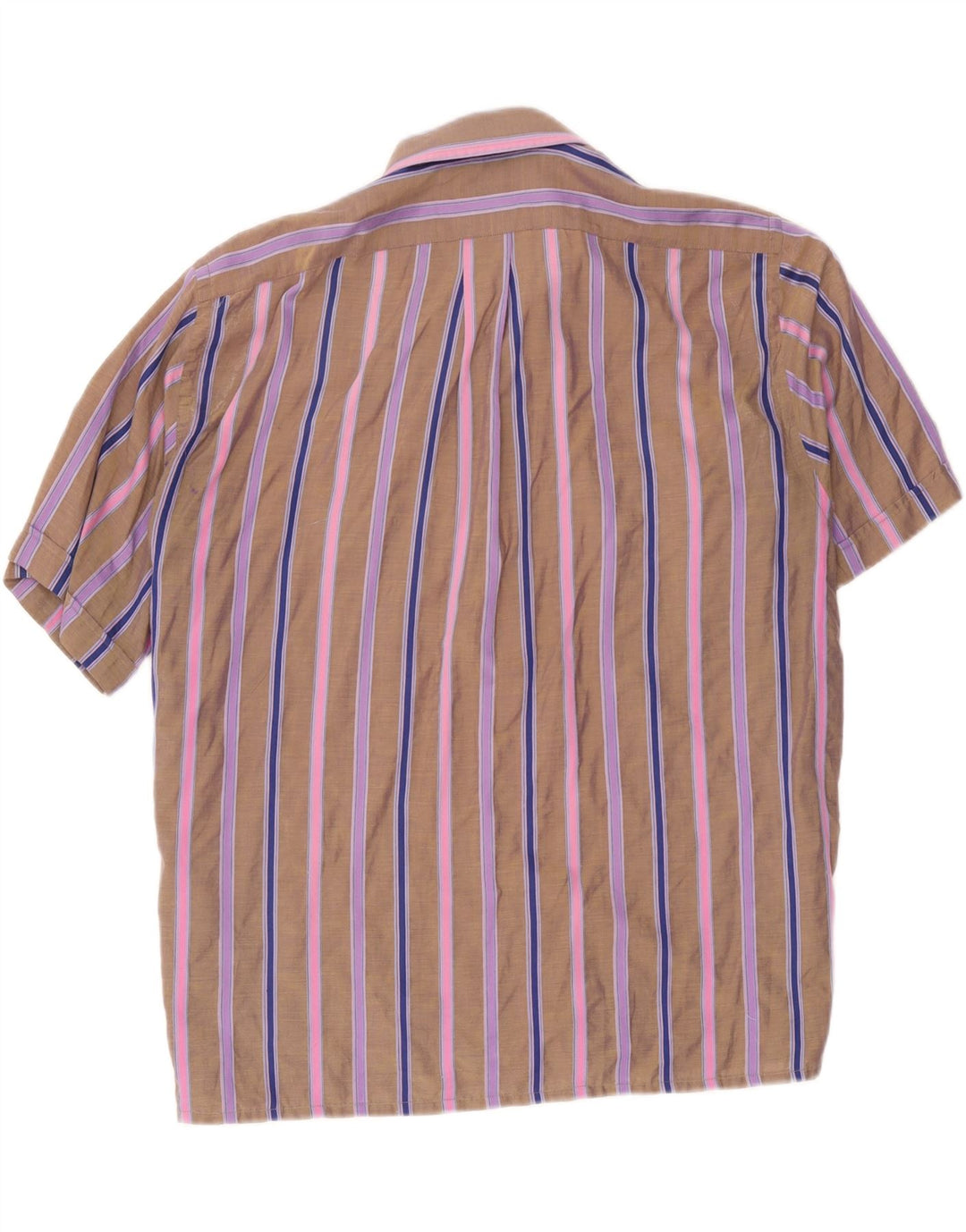 Vintage Herren Kurzarmhemd groß braun gestreift