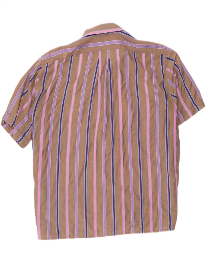 Vintage Herren Kurzarmhemd groß braun gestreift
