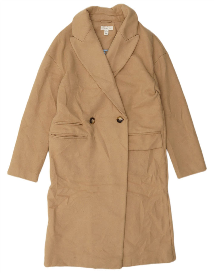 Topshop Damen Zweireihiger Mantel UK 8 Small Beige Polyester