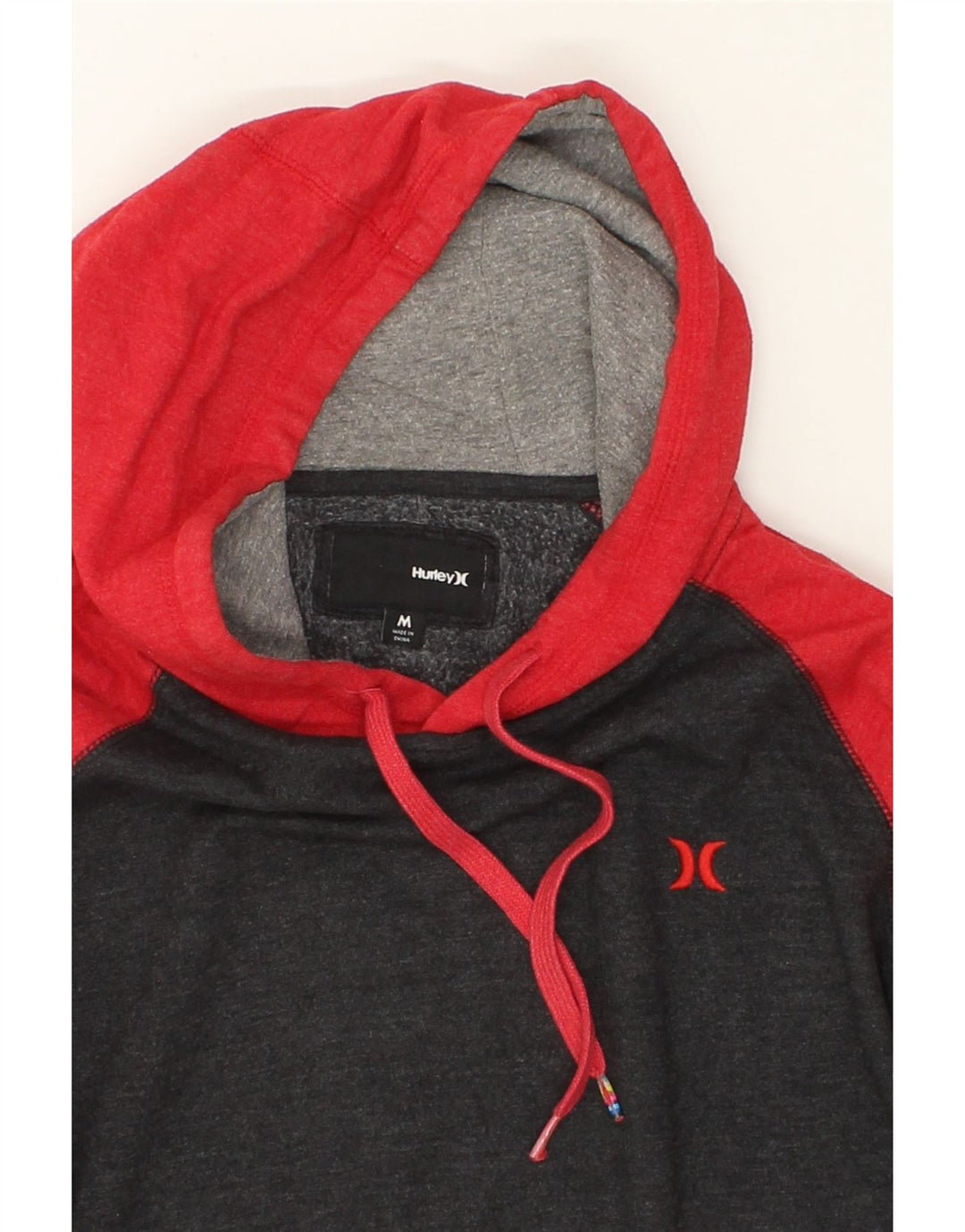 HURLEY Mens Hoodie Jumper Medium Grey Colourblock Cotton Vintage Hurley and Second-Hand Hurley from Messina Hembry 