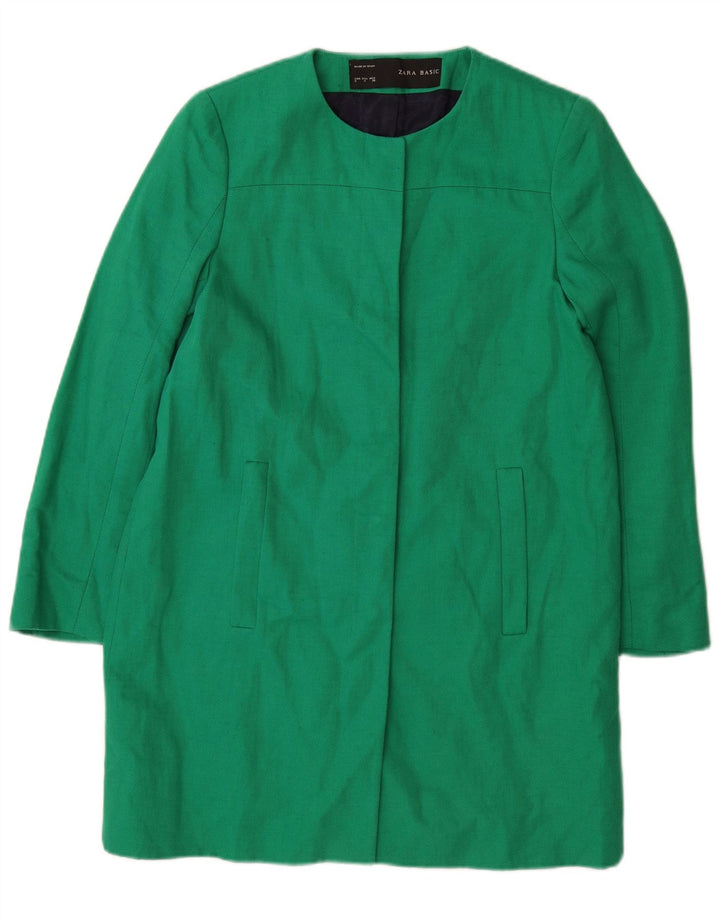 Zara Damen Mantel UK 10 Small Grüne Baumwolle