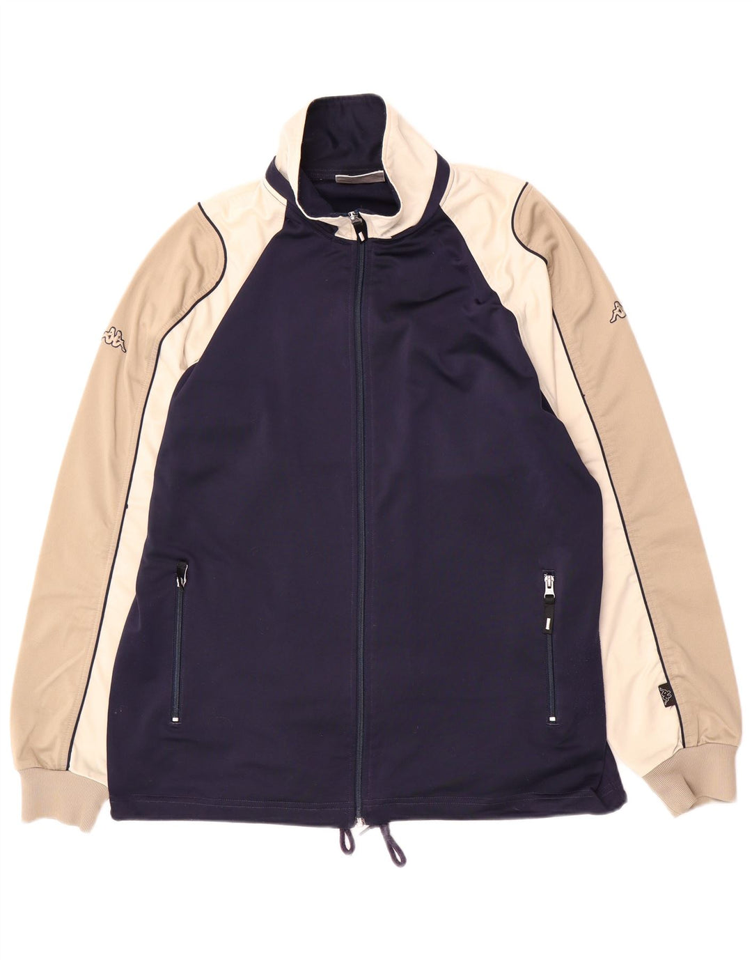 Kappa Herren-Trainingsanzug-Top-Jacke, groß, Marineblau, Farbblock