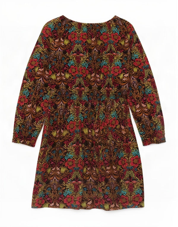 Fat Face Mädchen-Langarmkleid in A-Linie, 5–6 Jahre, mehrfarbig, Blumenmuster
