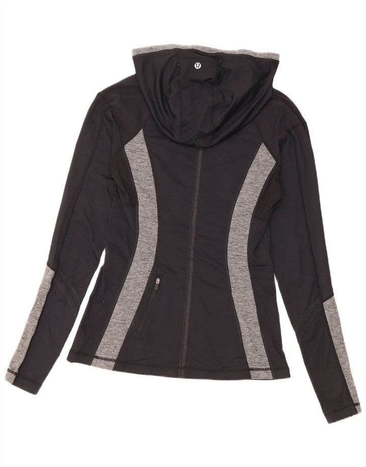 Lululemon Damen-Oberteil mit Kapuze, langärmlig, US-Größe 8, mittelschwarz, Colourblock-Nylon