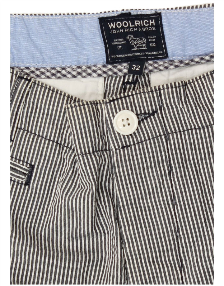 Woolrich Herren-Freizeitshorts W32 Mittelgraue Nadelstreifen-Baumwolle