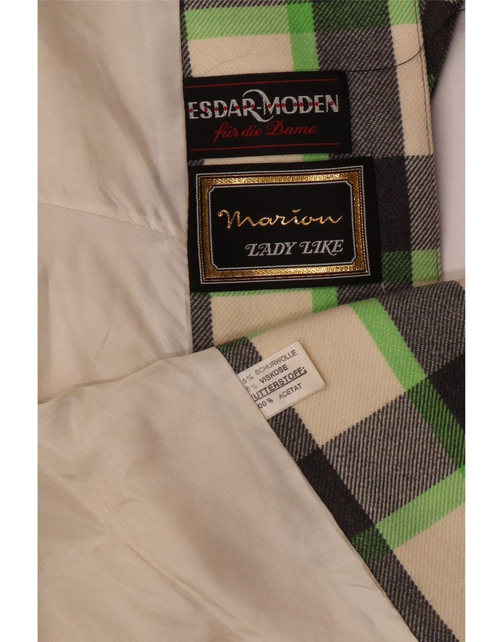 Vintage Damen Mantel UK 12 Medium Mehrfarbig kariert Schurwolle