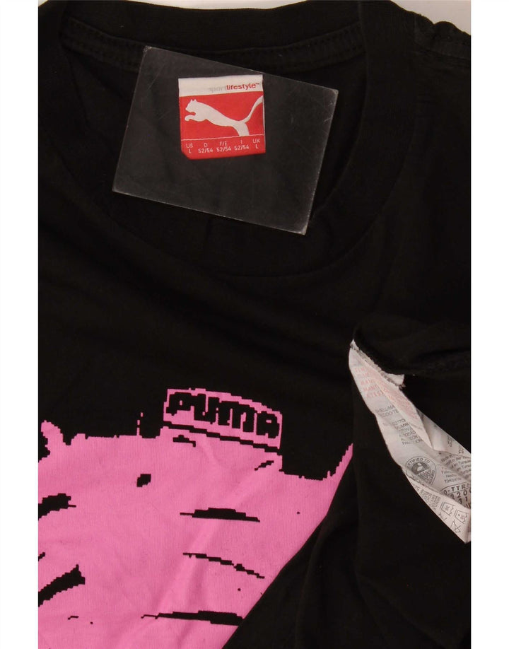 Puma Herren Graphic Top Langarm Large Schwarz Baumwolle