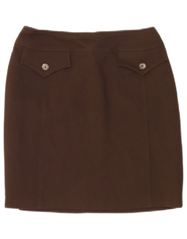 Max & Co. Damen Minirock UK 8 Small W26 Braune Schurwolle
