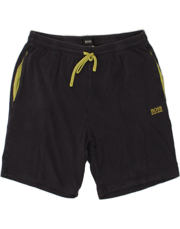 HUGO BOSS Herren Sportshorts mit Grafik, Größe S, marineblaue Baumwolle