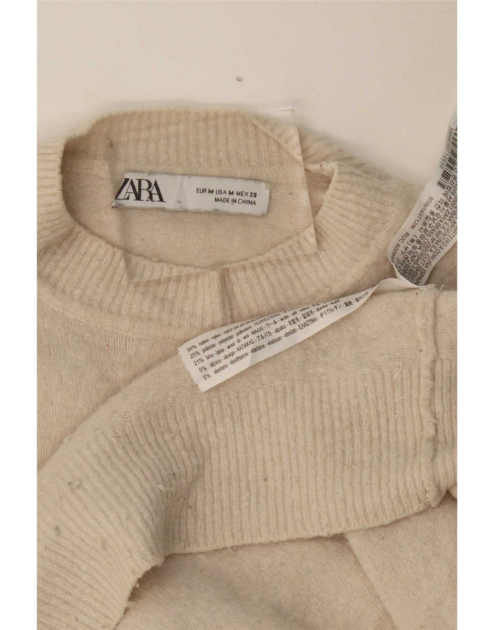 Zara Damen-Pullover, übergroß, mit Rundhalsausschnitt, Gr. 14, Mittelbeige
