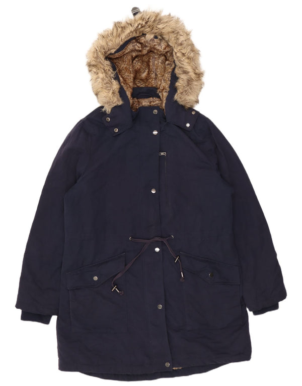 Marks & Spencer Damen-Parka in Übergröße mit Kapuze, Gr. 14, Marineblau