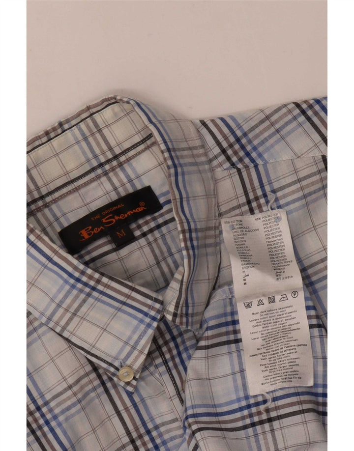 Ben Sherman Herrenhemd aus mittelblau karierter Baumwolle