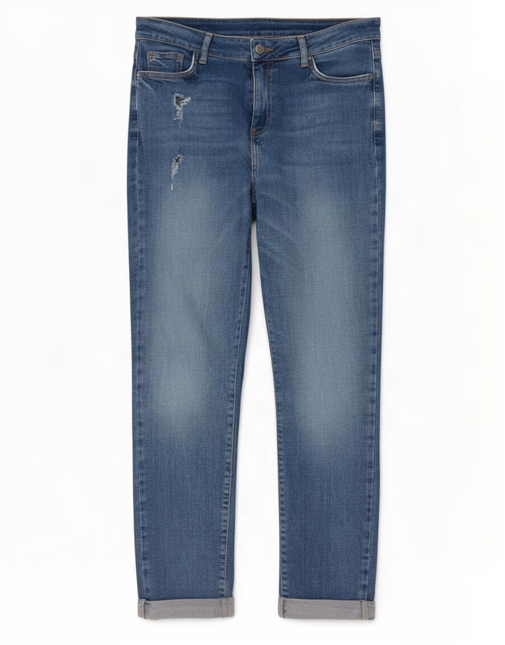 M&Co Damen Distressed Slim Jeans UK 12 Medium W28 L28 Blau