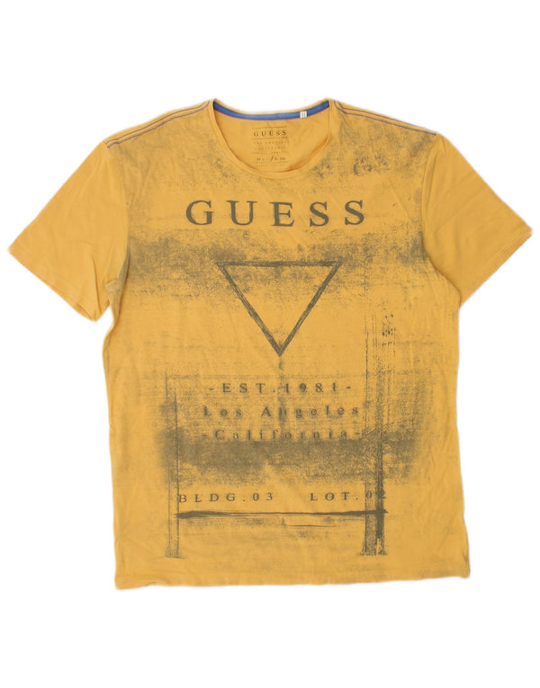 Guess Extra Slim Graphic T-Shirt-Oberteil für Herren, Größe L, Gelb