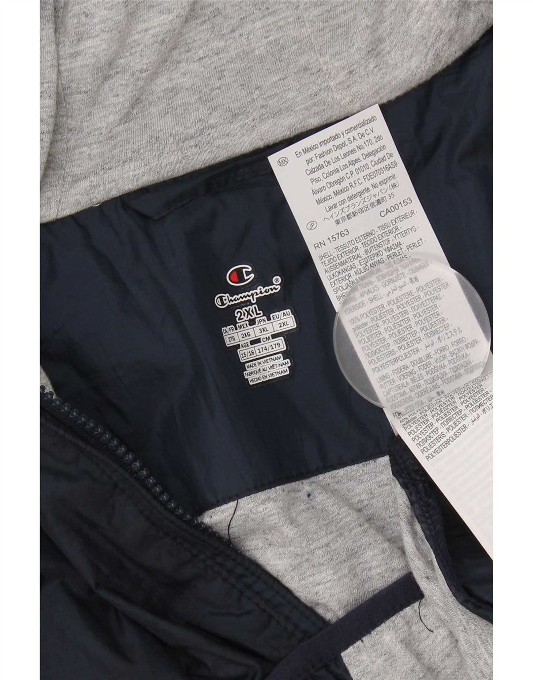 Champion Jungen-Regenjacke mit Kapuze, 15–16 Jahre, 2XL, Marineblau, Polyester