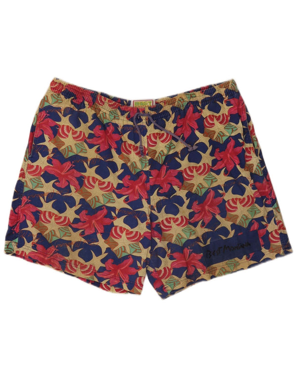 MONTANA Herren-Badeshorts XL, mehrfarbig, Blumenmuster, Baumwolle
