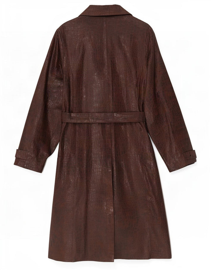 Zara Damen Kunstledermantel UK 12 Mittelbraunes Polyester mit Animal-Print