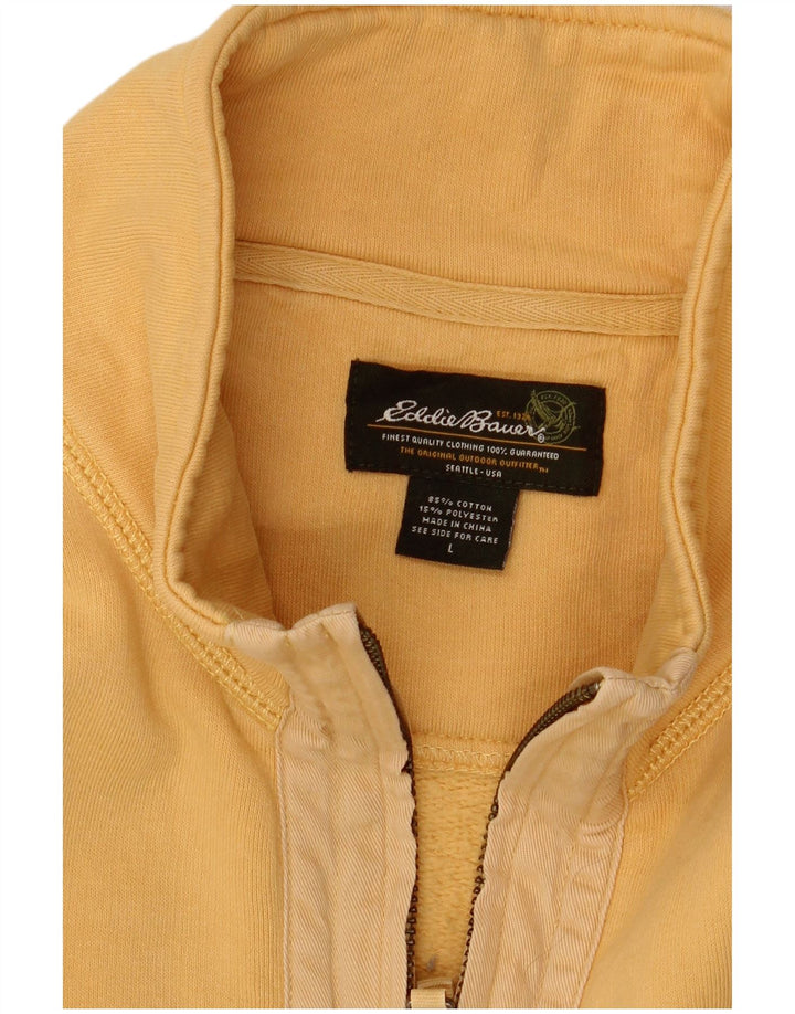 Eddie Bauer Herren-Sweatshirt mit Reißverschluss am Hals, groß, aus gelber Baumwolle