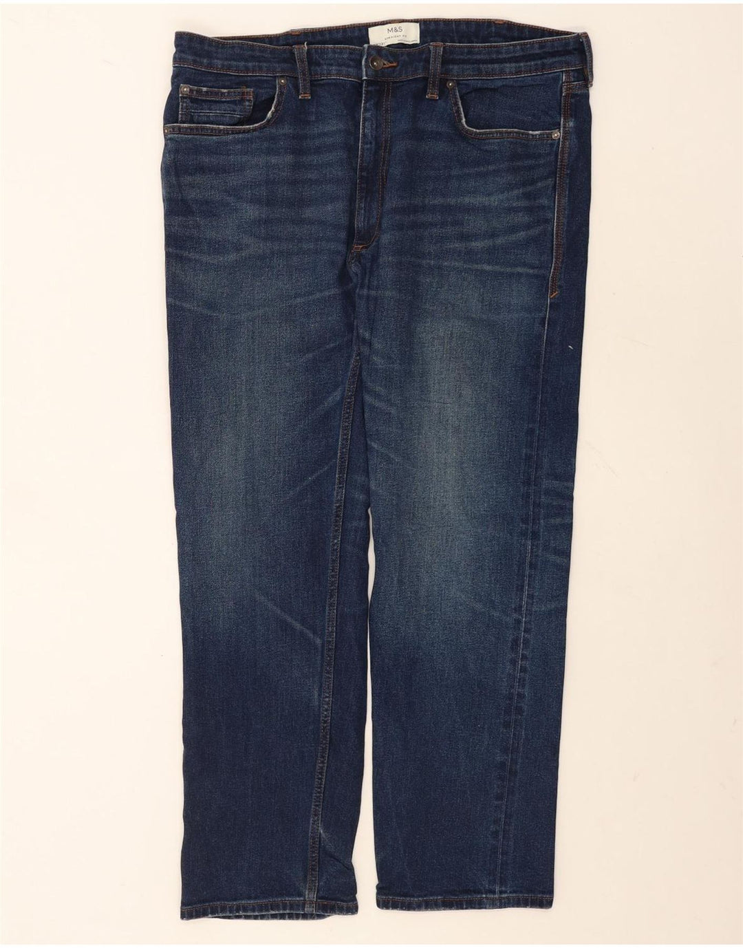 Marks & Spencer Herren Straight Jeans W38 L31 Blaue Baumwolle