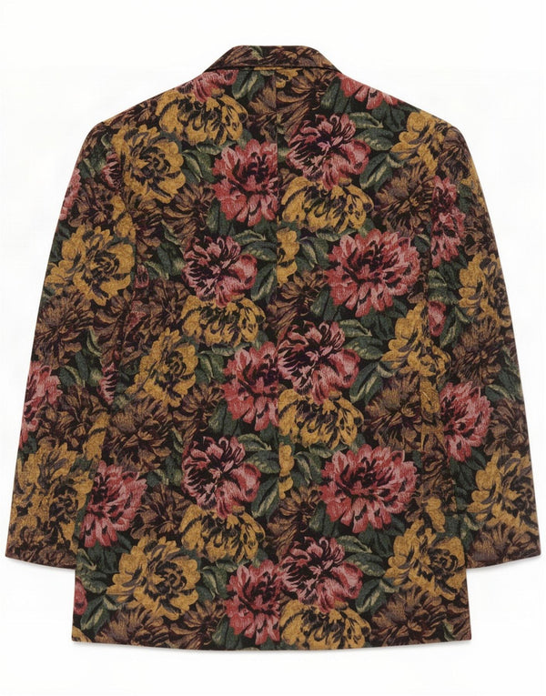 Vintage Damen 2-Knopf-Blazerjacke UK 12 Medium Mehrfarbig mit Blumen