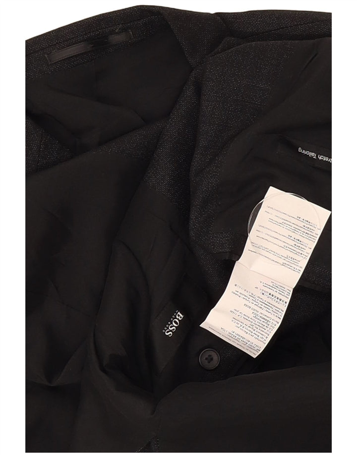 Hugo Boss Herren-Blazer mit 2 Knöpfen, UK 50, große schwarze Schurwolle