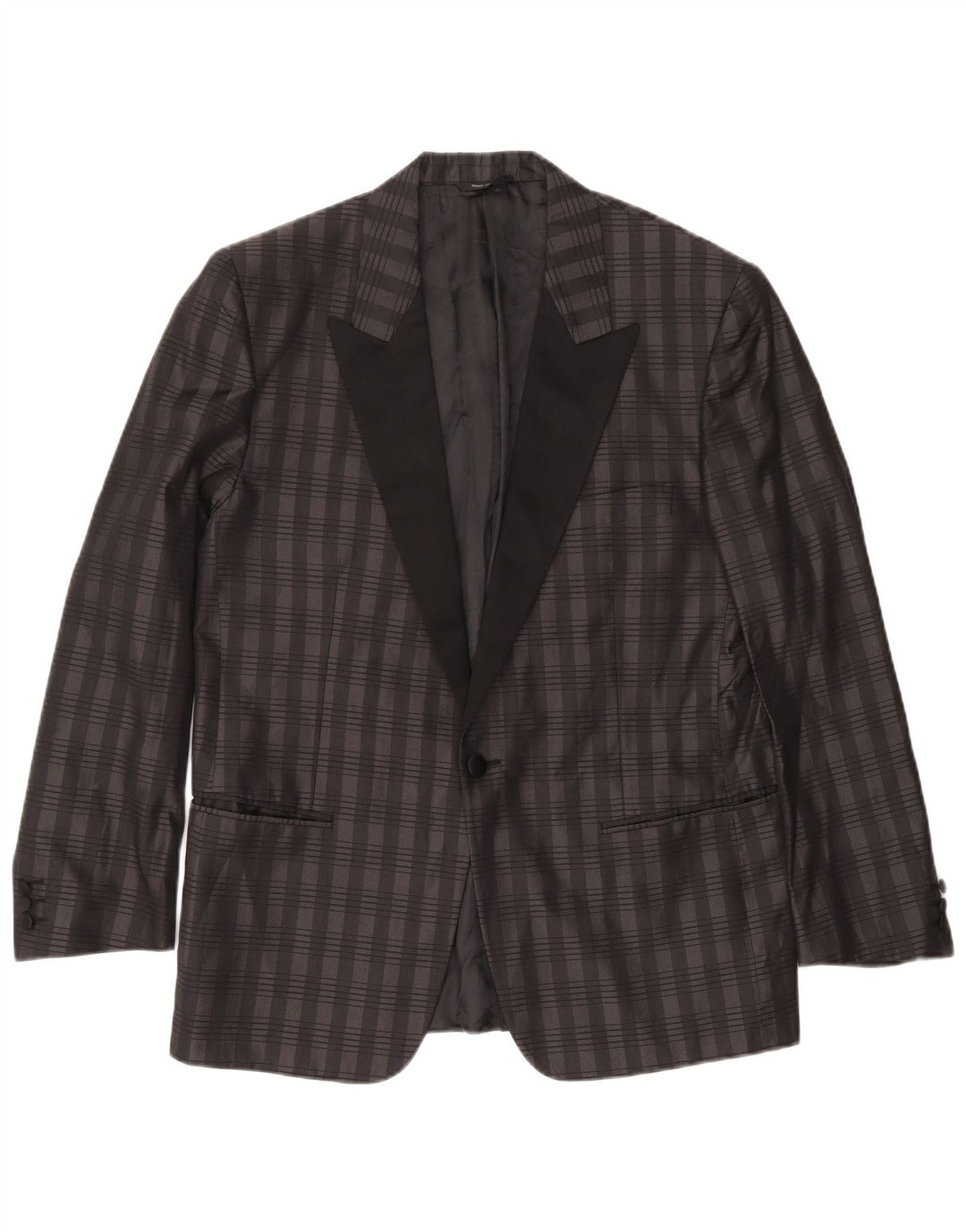 BOCCHESE Herren 1-Knopf-Blazerjacke IT 52 XL grau karierte Seide