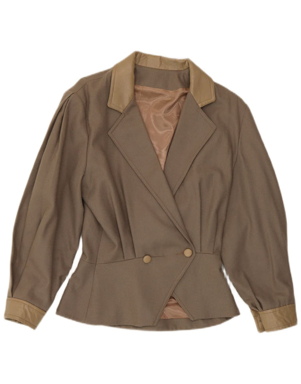 Harrods Zweireihiger Blazer für Damen, UK 14, mittelbraune Wolle