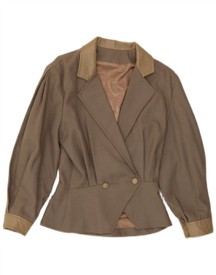 Harrods Zweireihiger Blazer für Damen, UK 14, mittelbraune Wolle
