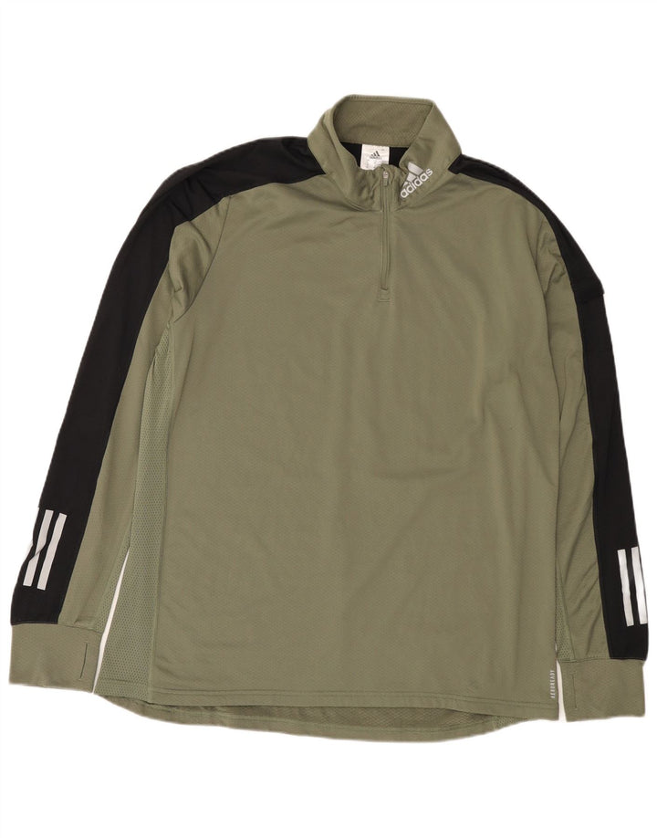 Adidas Herren Aeroready Pullover-Trainingsanzug mit Reißverschluss, XL, Khaki, Farbblock