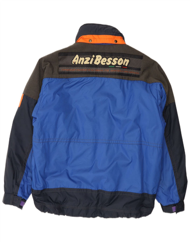 Anzi Besson Herren-Skijacke mit grafischer Kapuze, IT 50, Größe L, Blau, Farbblock