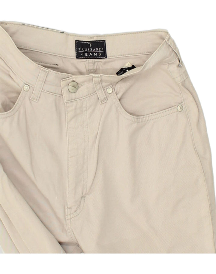 TRUSSARDI Womens Straight Casual Trousers W27 L29 Beige Cotton | Vintage Trussardi | Thrift | Second-Hand Trussardi | Used Clothing | Messina Hembry 