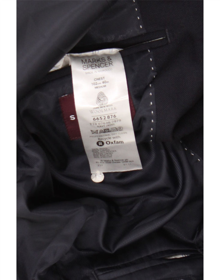 Marks & Spencer Herren-Blazer mit 2 Knöpfen, UK 40, mittelmarineblaue Wolle