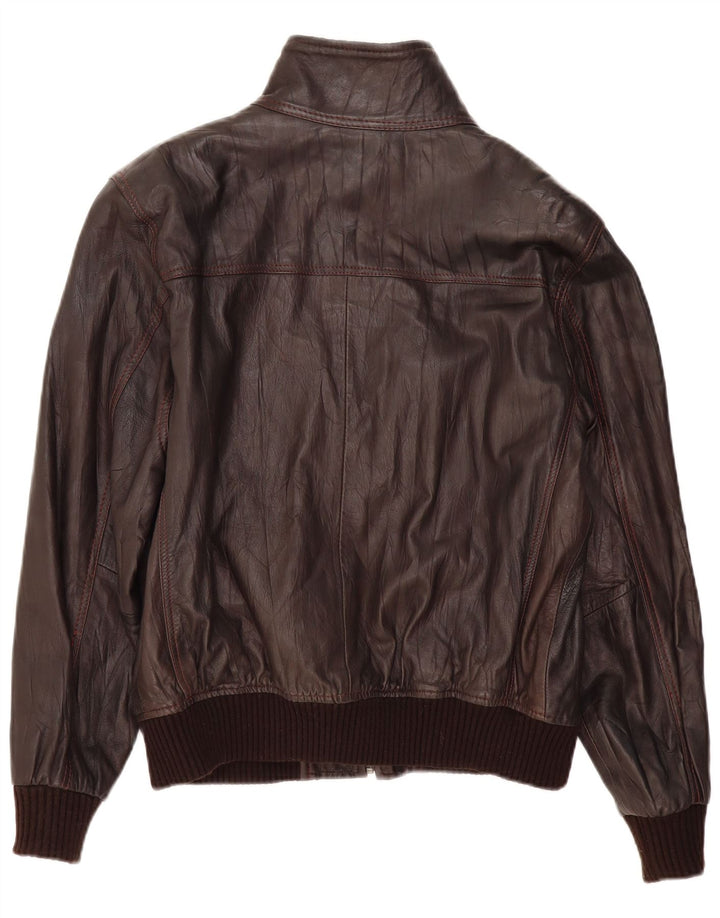 VINTAGE Herren Bomber Lederjacke UK 36 Kleines braunes Leder