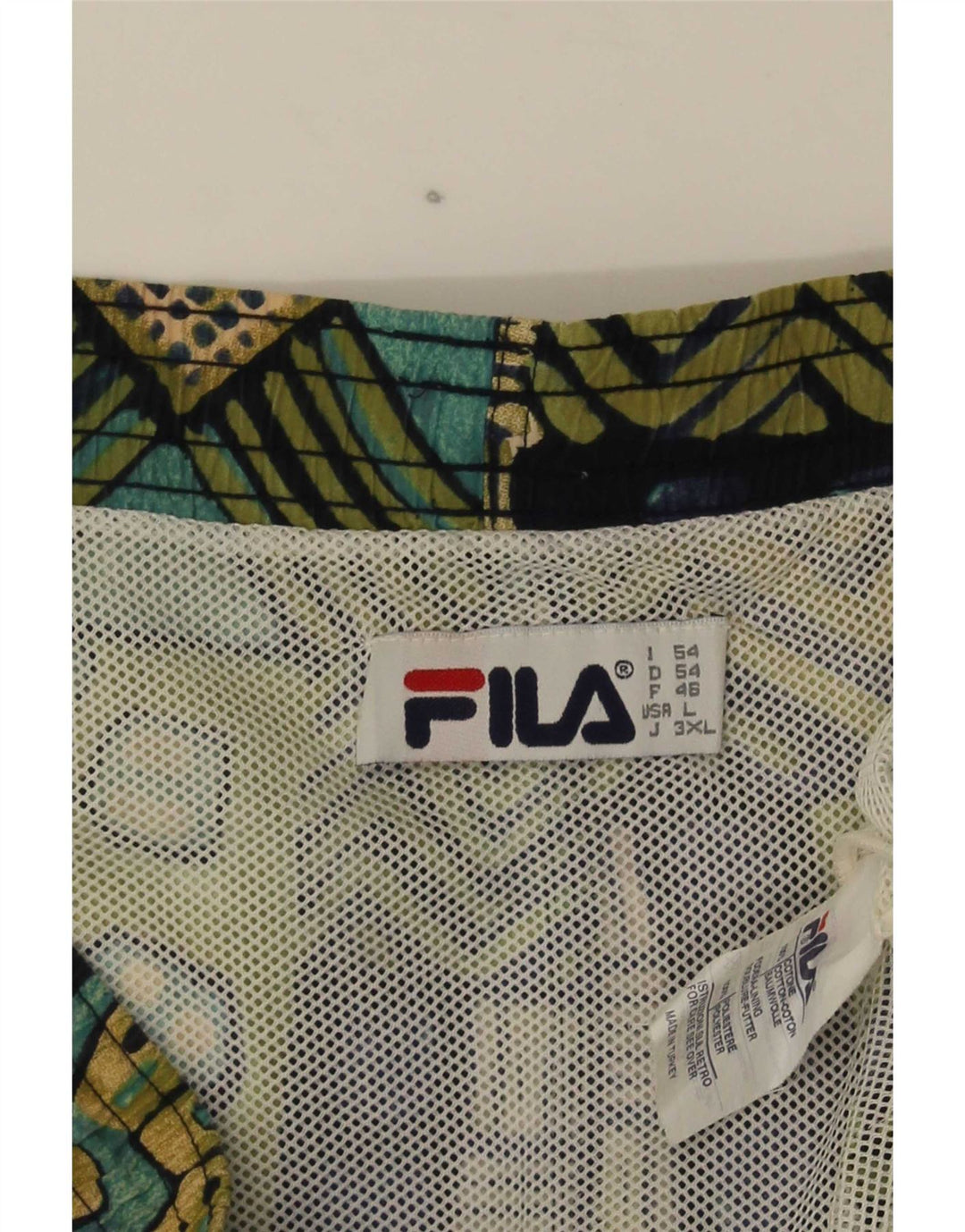 Fila Herren-Badeshorts, groß, mehrfarbig, geometrisch, Baumwolle