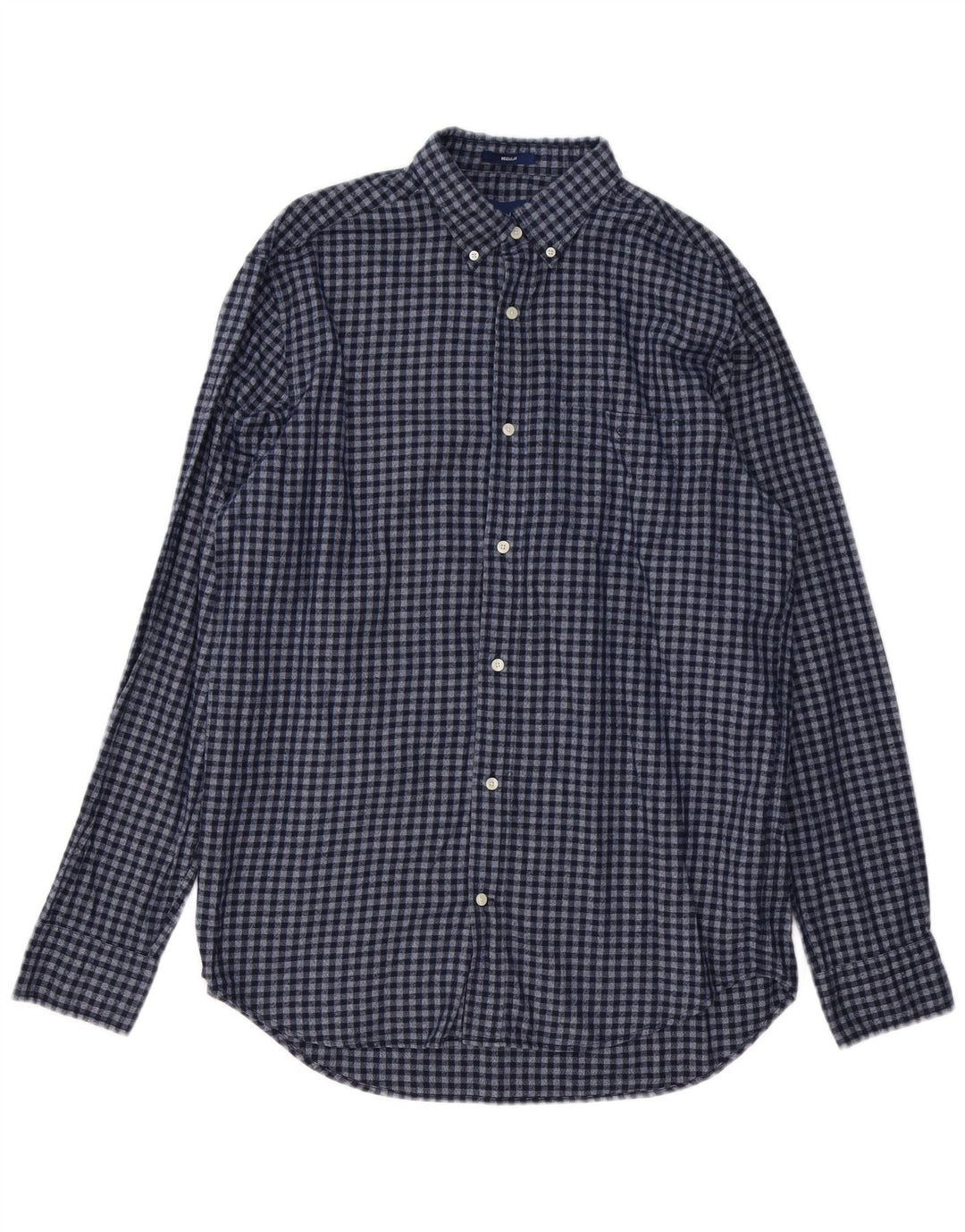 GANT Herren-Flanellhemd, Größe 41/42, 16 1/2, großes marineblaues Gingham
