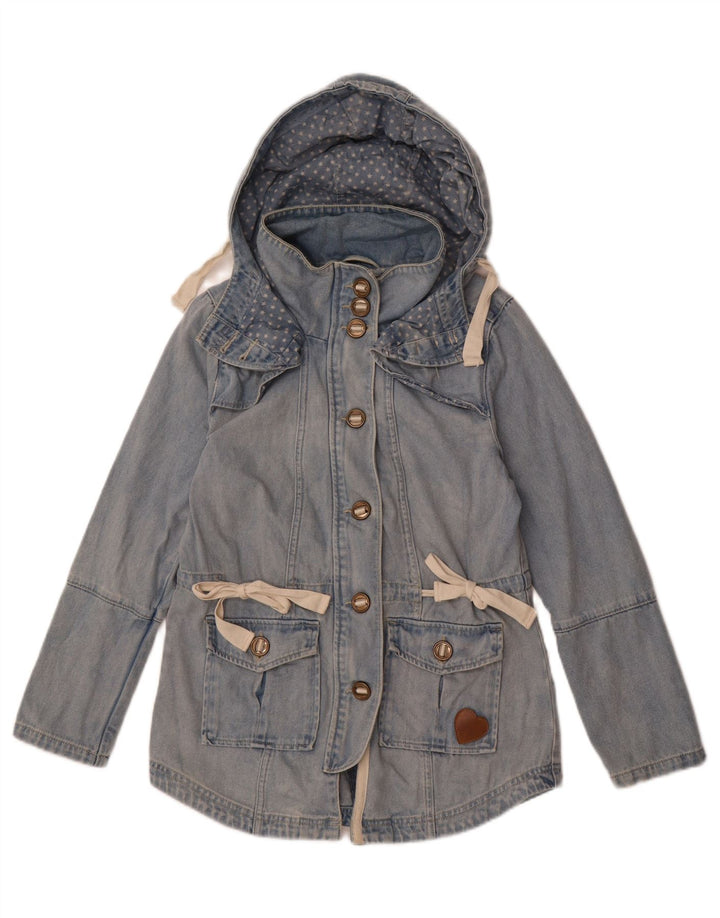 RAINBOW Womens Hooded Denim Jacket EU 36 Small Blue Cotton Vintage Rainbow and Second-Hand Rainbow from Messina Hembry 