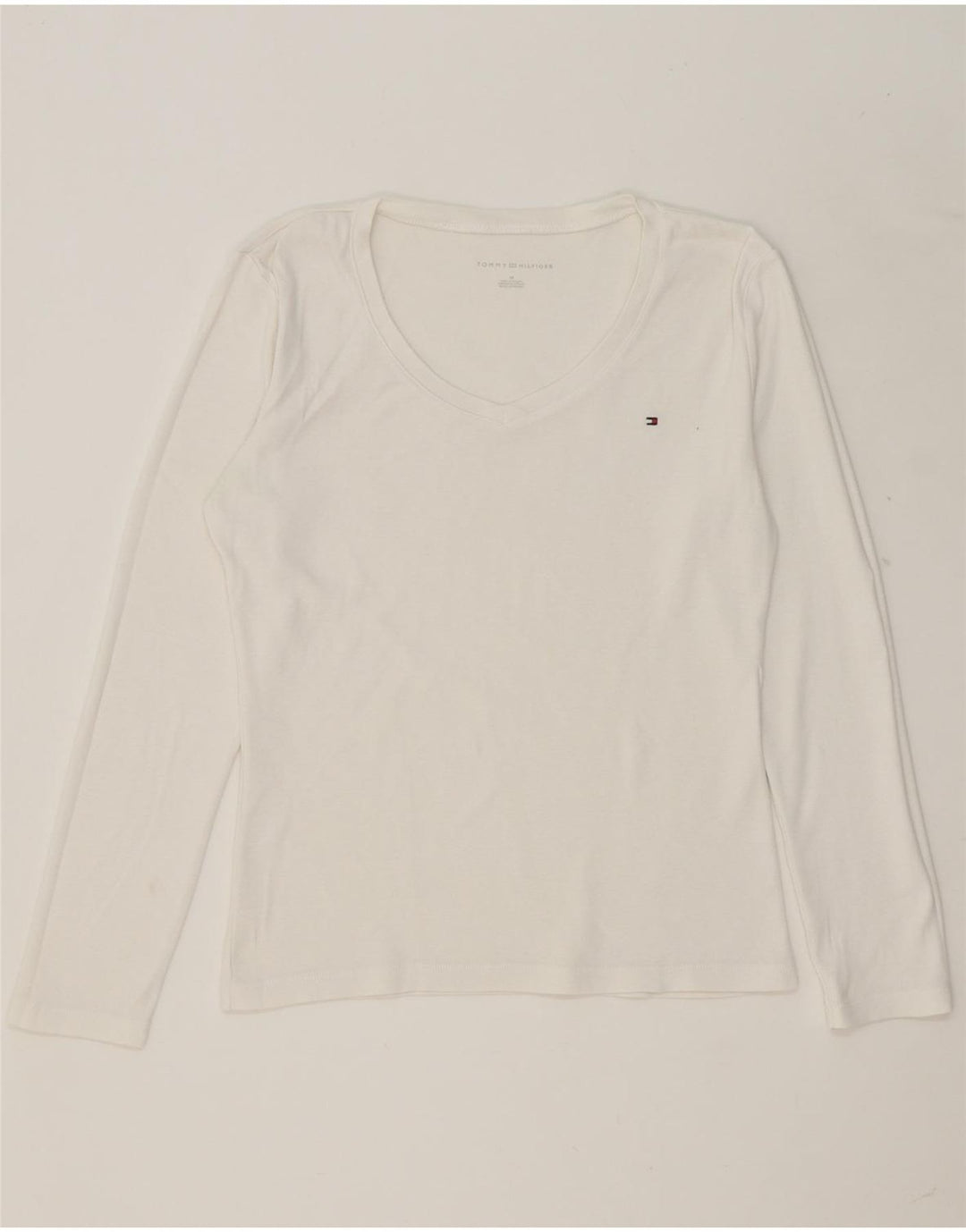 TOMMY HILFIGER Womens Top Long Sleeve UK 14 Medium White Vintage Tommy Hilfiger and Second-Hand Tommy Hilfiger from Messina Hembry 