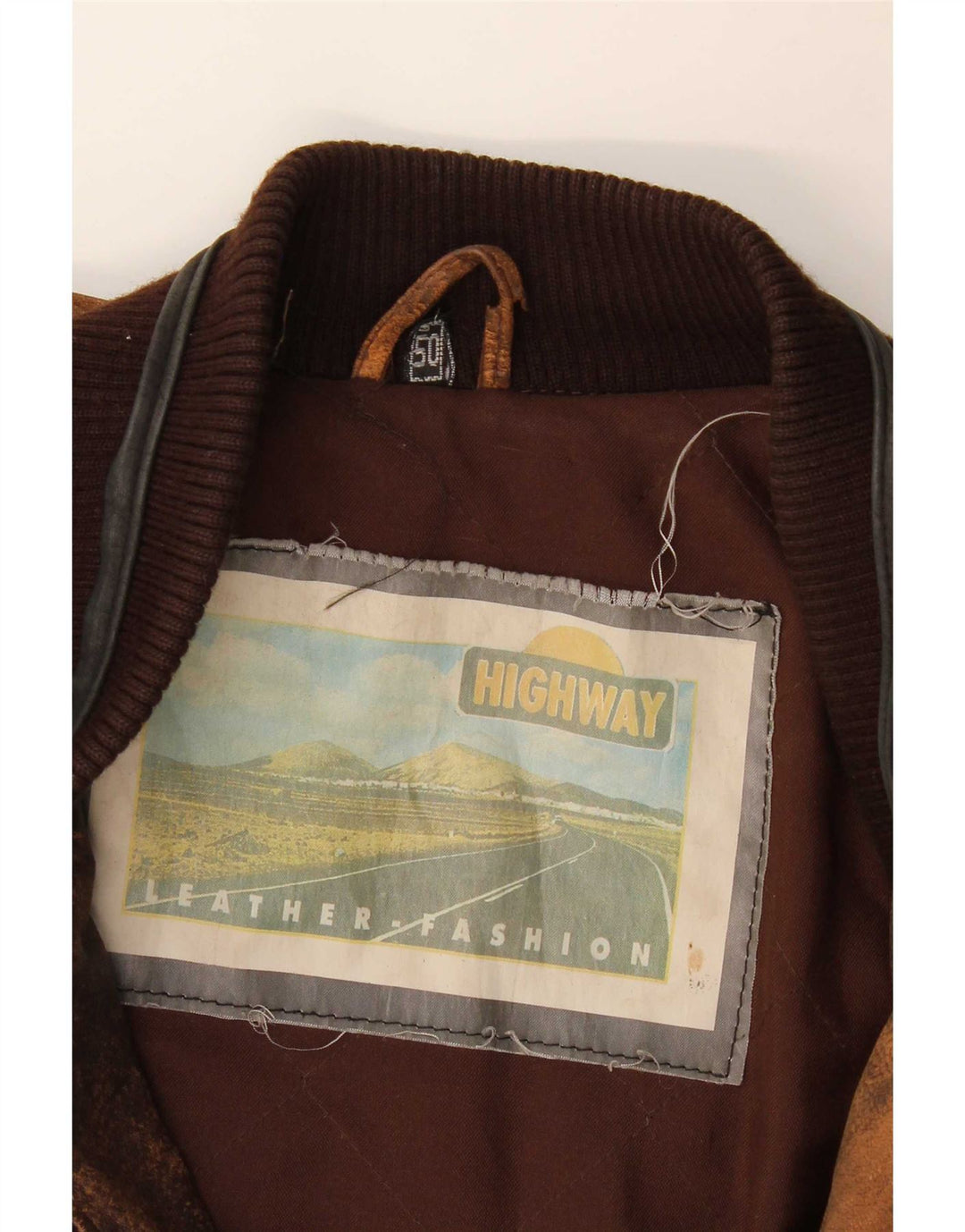 Vintage Herren Lederjacke IT 50 Großes braunes geometrisches Leder