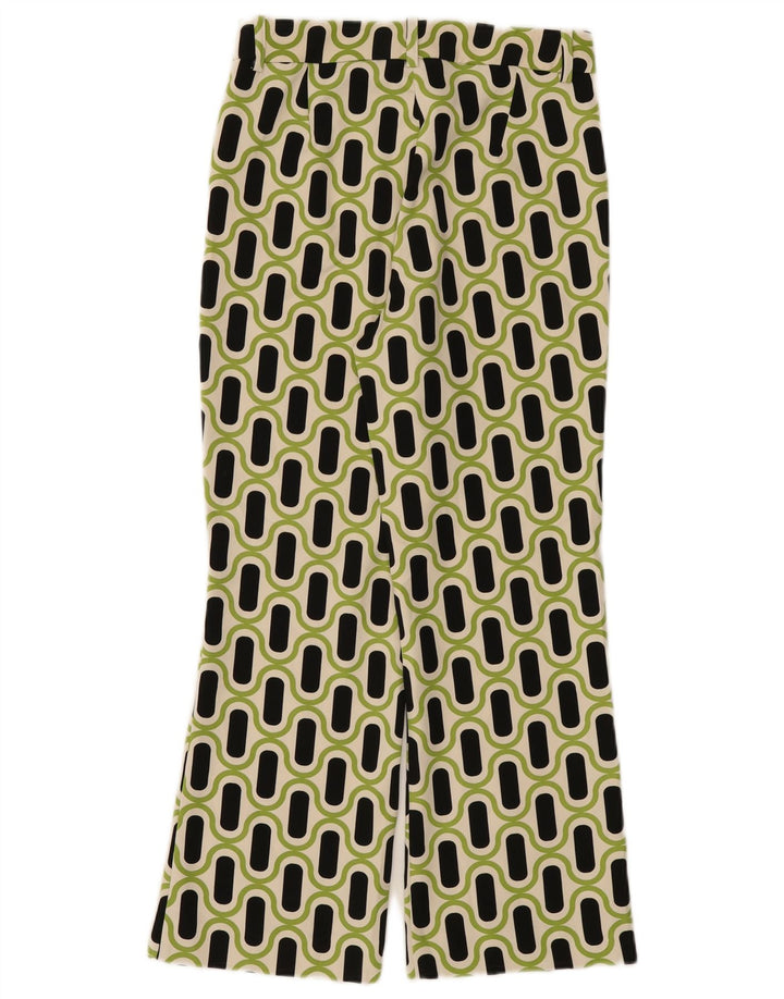 Zara Damen Bootcut Freizeithose Medium W28 L26 Grün Geometrisch