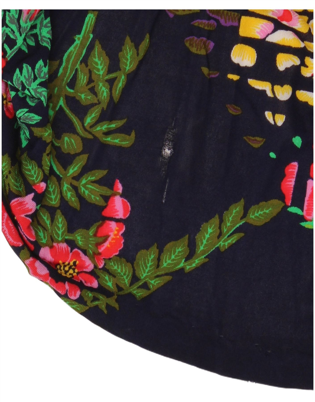 VINTAGE Damen-Maxirock mit hoher Taille, Größe 40, Größe S, W24, Marineblau mit Blumenmuster