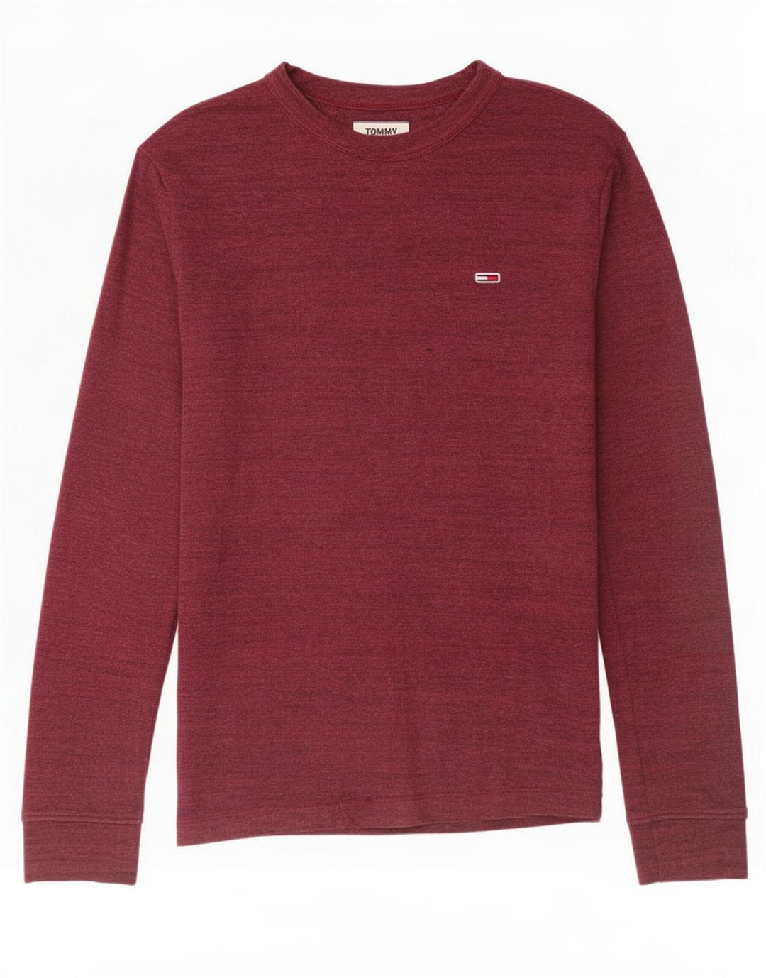 Tommy Hilfiger Herren-Oberteil, langärmelig, mittelbraun, gefleckte Baumwolle
