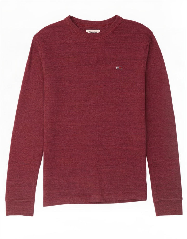 Tommy Hilfiger Herren-Oberteil, langärmelig, mittelbraun, gefleckte Baumwolle