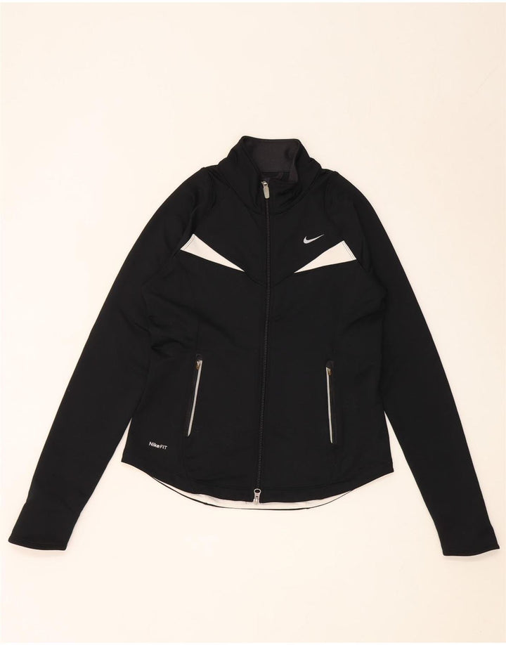 Nike Damen-Trainingsanzug-Top-Jacke, UK 10, Größe S, Schwarz, Colourblock-Polyester