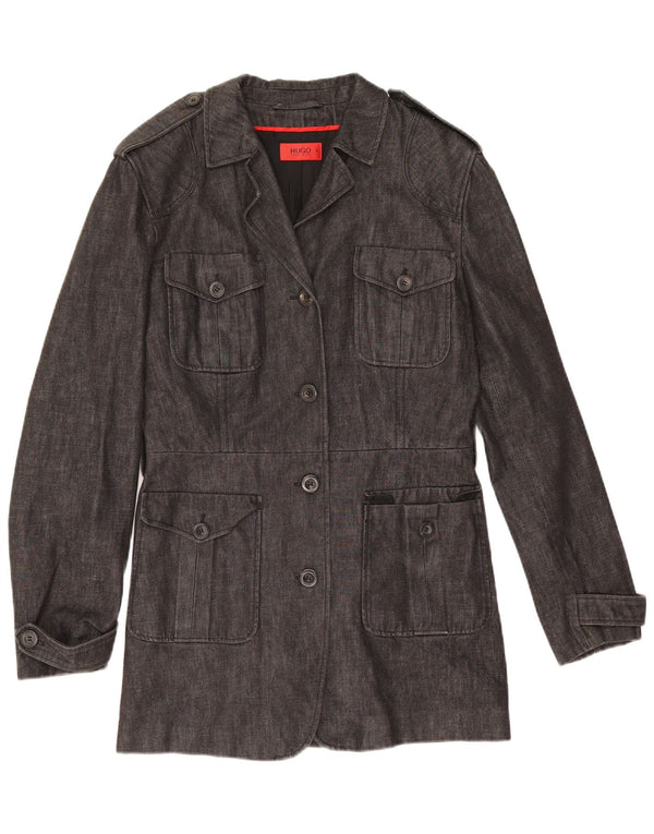 Hugo Boss Damen Militärmantel EU 36 Small Graue Baumwolle