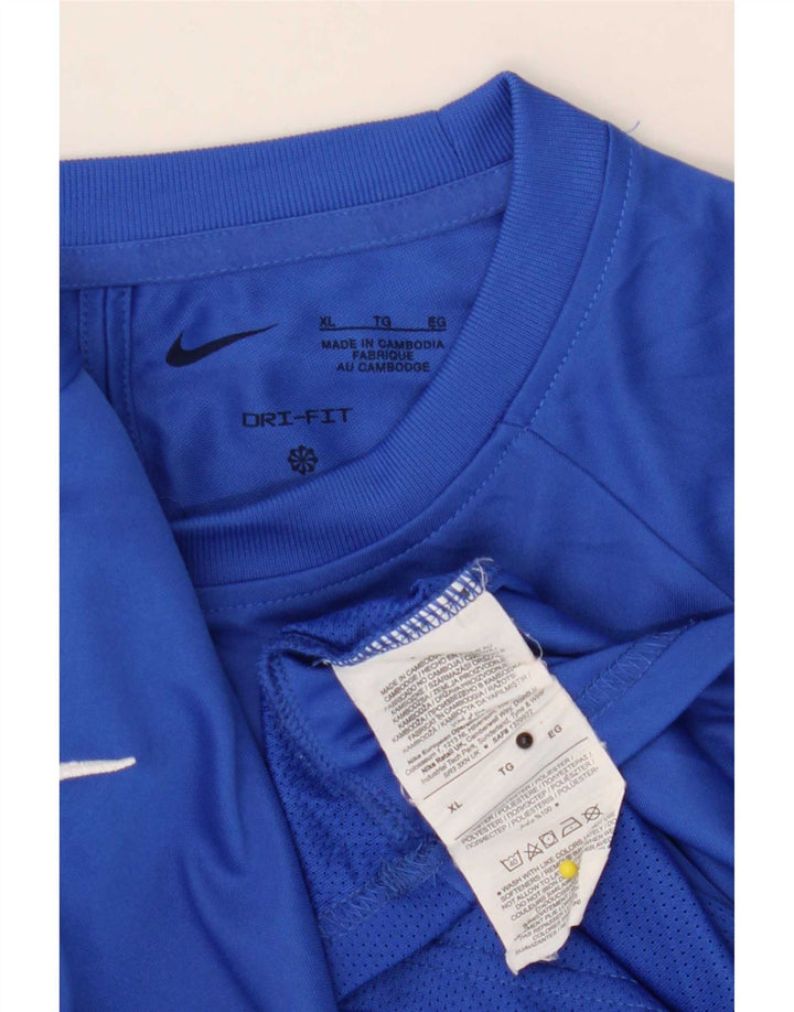 Nike Herren Dri Fit T-Shirt Top XL Blaues Colourblock-Polyester