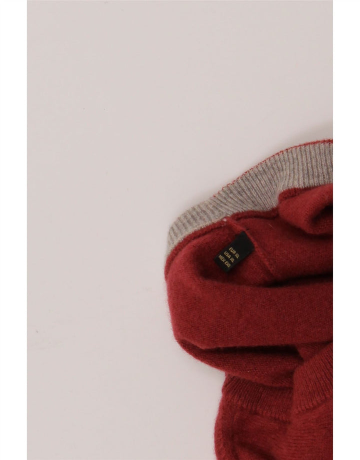 Massimo Dutti Herren-Pullover mit Rundhalsausschnitt, XL, rote Wolle