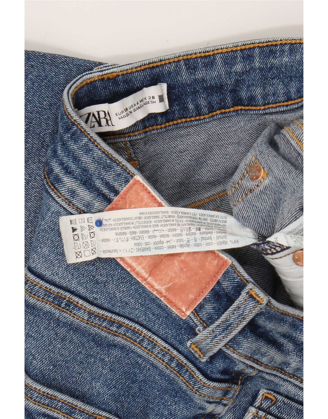 Zara Damen Bootcut Jeans EU 38 Small W28 L26 Blaue Baumwolle