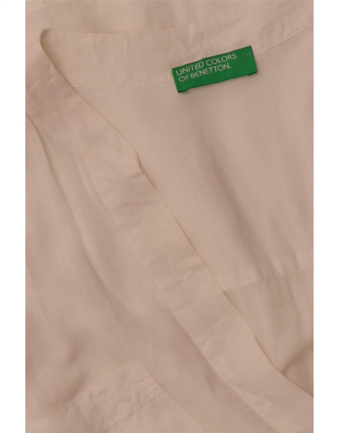 BENETTON Damen Langarm-Blusenoberteil UK 18 XL Weiß